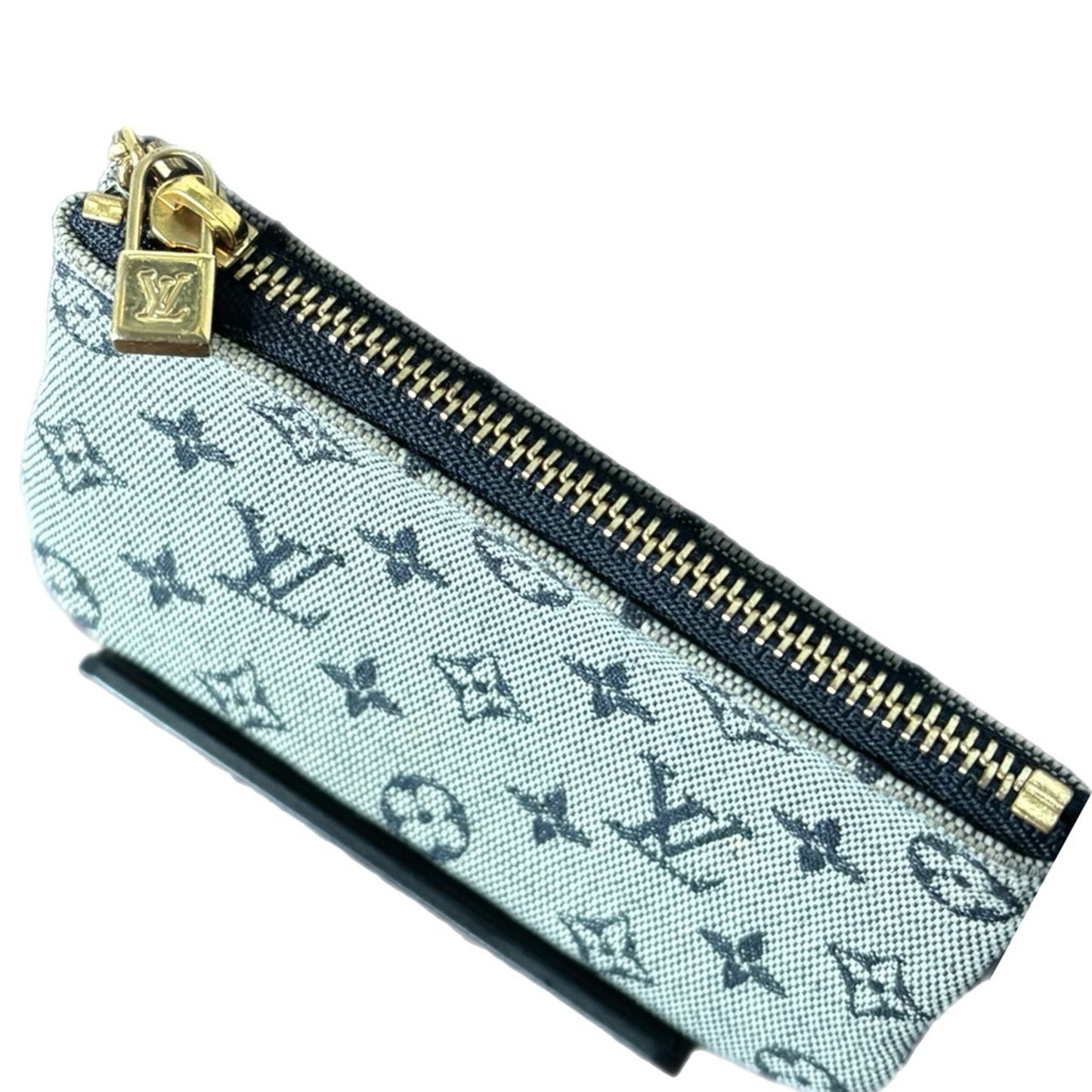 Louis Vuitton Blue Mini Lin Pochette Clefs Key Pouch - Vintage