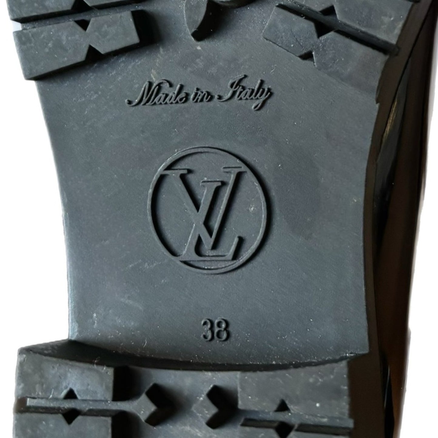 LOUIS VUITTON Rubber Embossed Monogram Drops Flat Half Boots in size 38