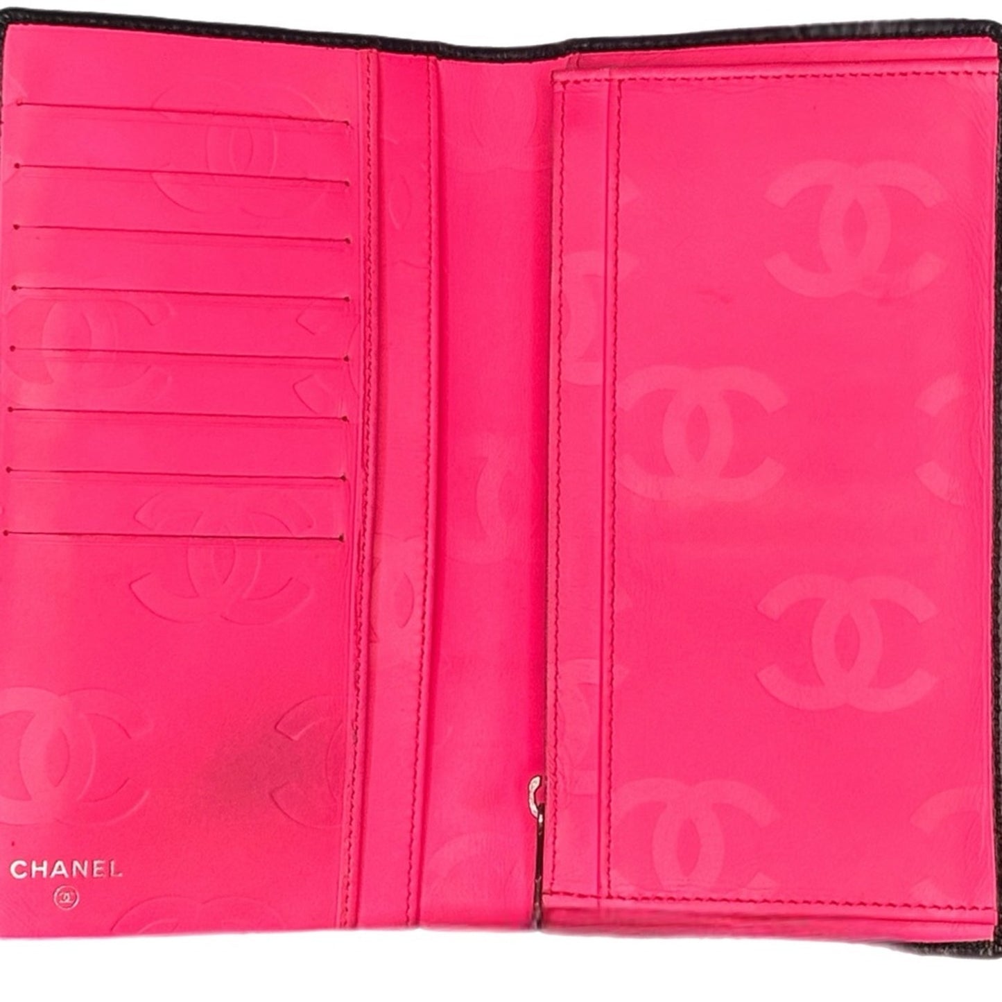authentic CHANEL Calfskin Quilted Cambon Long Wallet