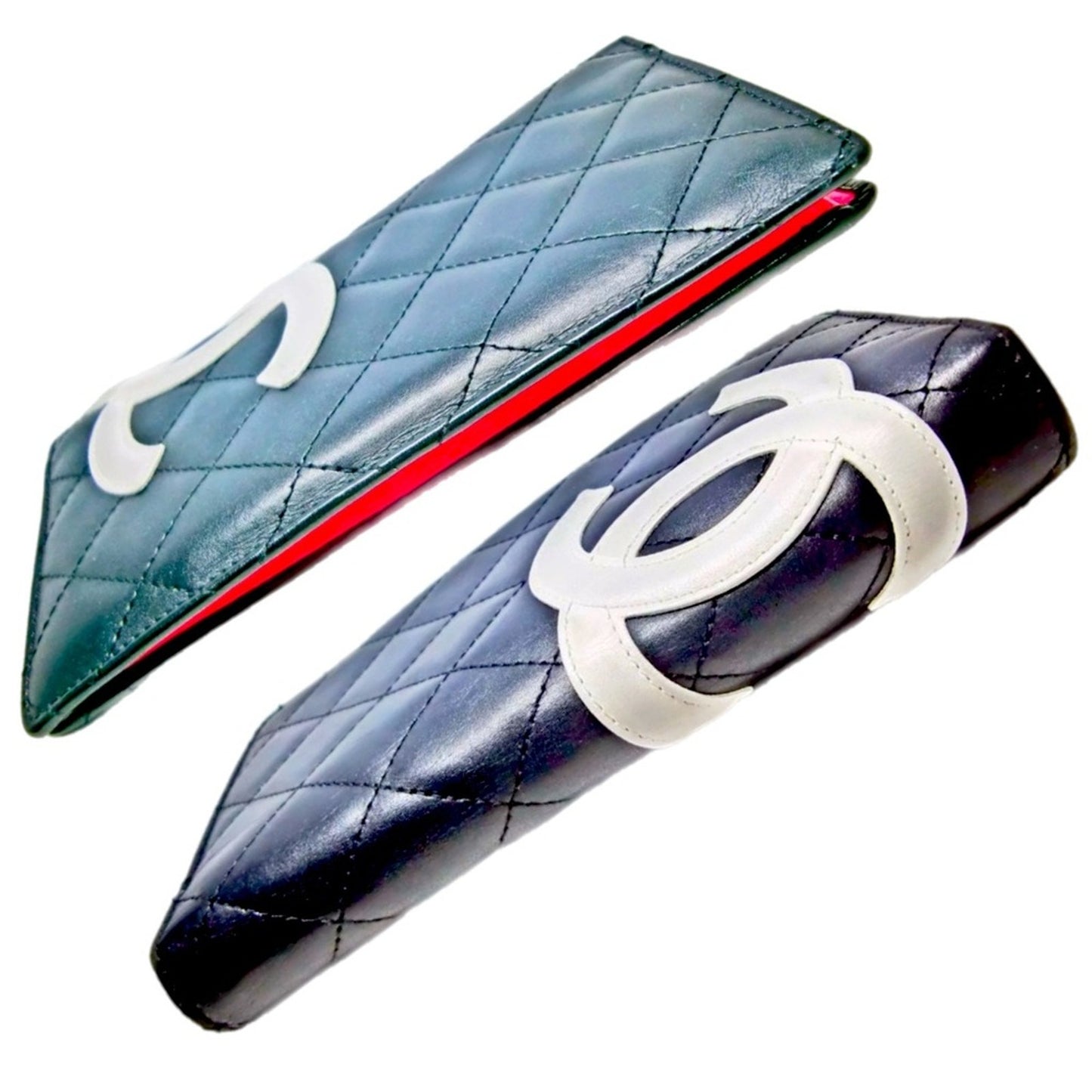 authentic CHANEL Calfskin Quilted Cambon Long Wallet