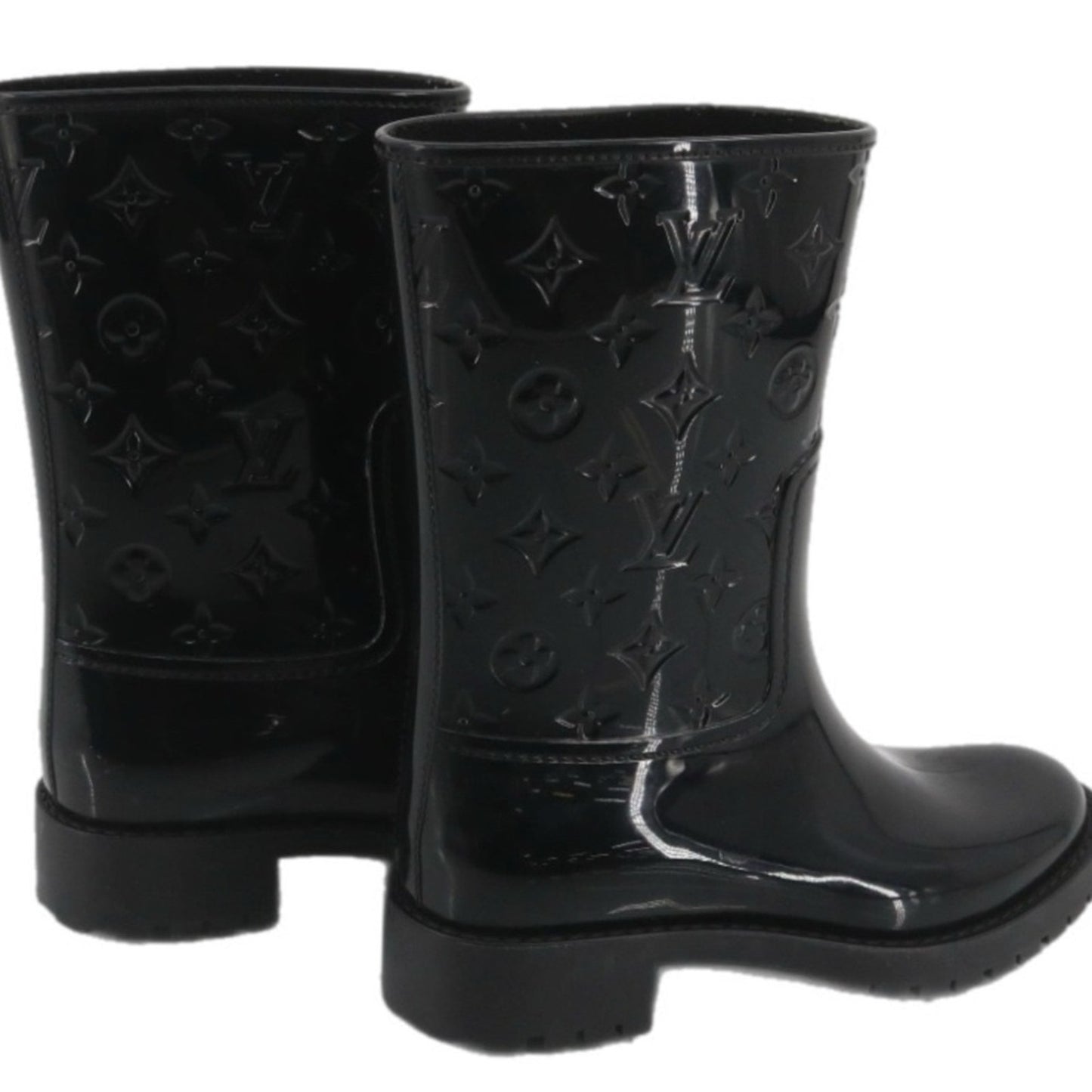 LOUIS VUITTON Rubber Embossed Monogram Drops Flat Half Boots in size 38