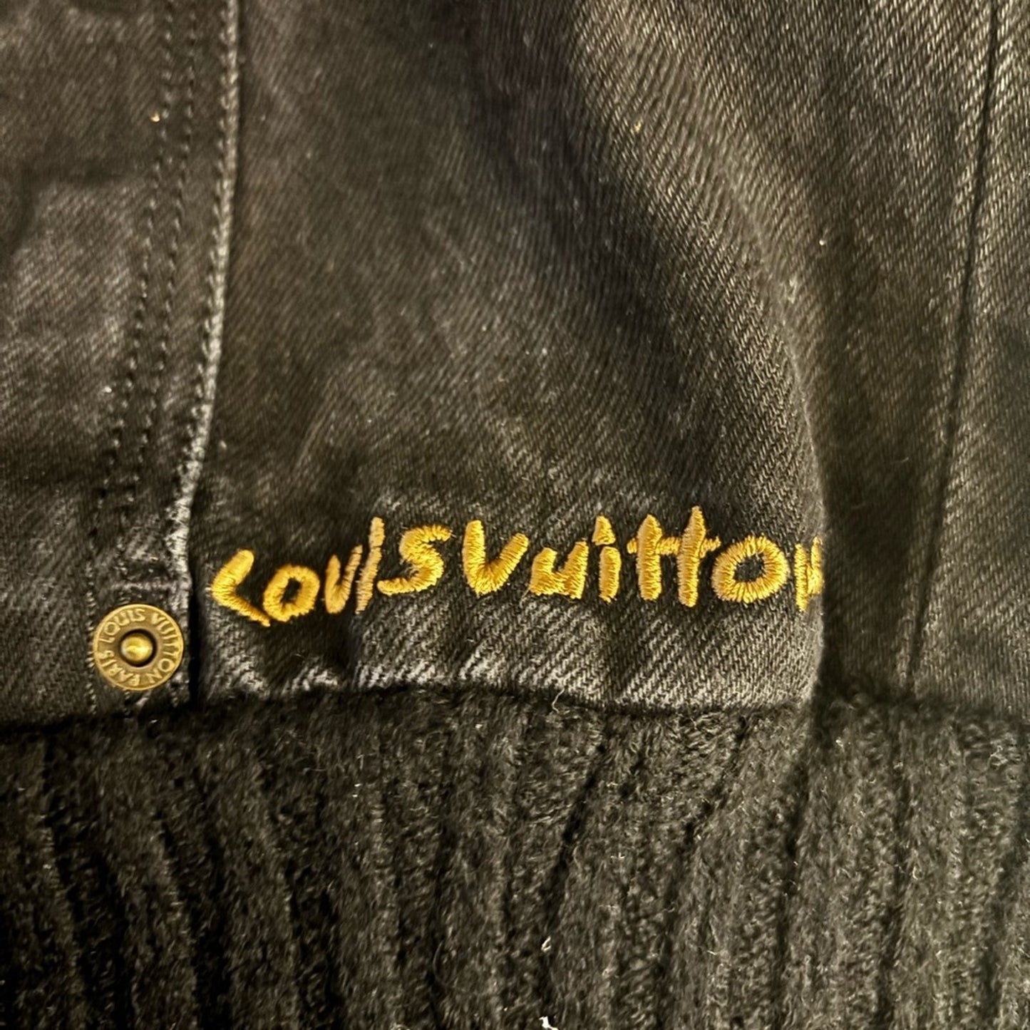 Louis Vuitton Black Wash Denim Jacket with Mink Removable Collar – Size 36 (XS)