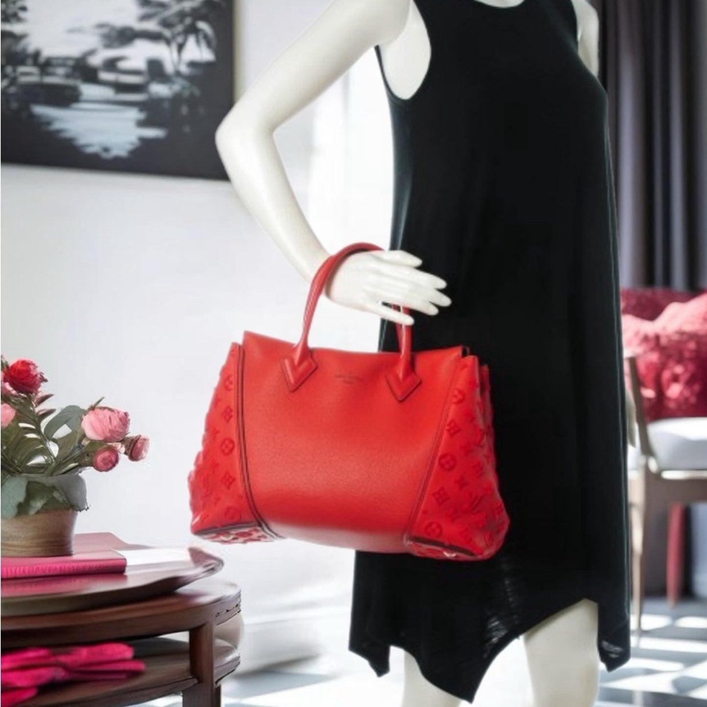 Louis Vuitton “W” veau cachemire tuffetage PM red