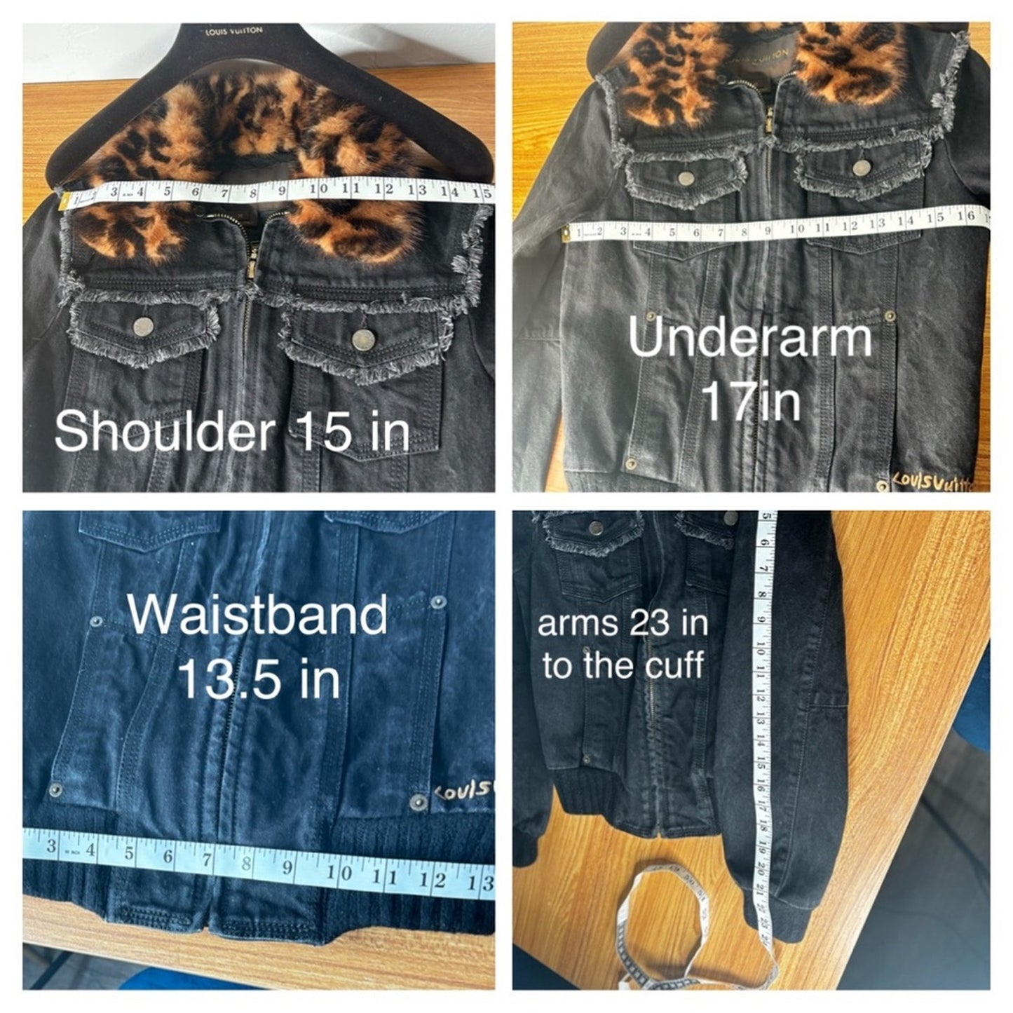 Louis Vuitton Black Wash Denim Jacket with Mink Removable Collar – Size 36 (XS)