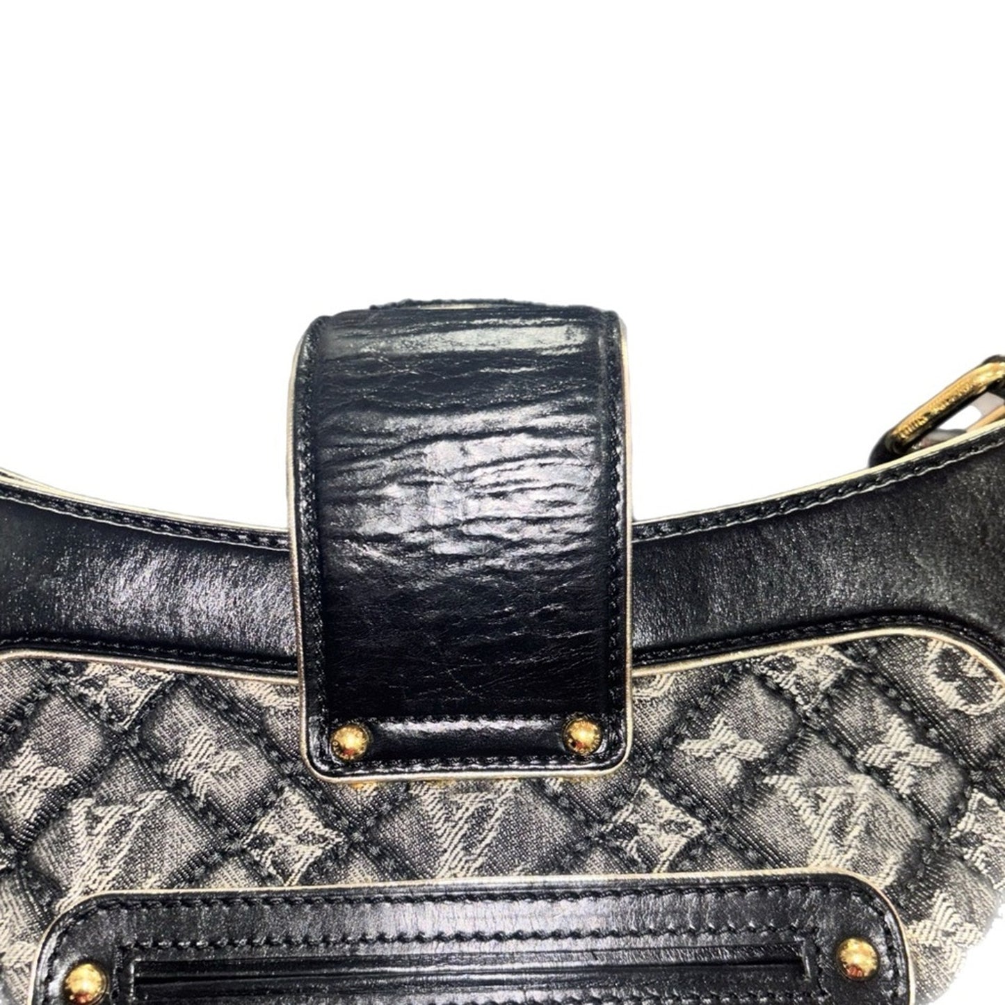 Louis Vuitton Limited Edition Black Quilted Monogram Denim Musette Bag