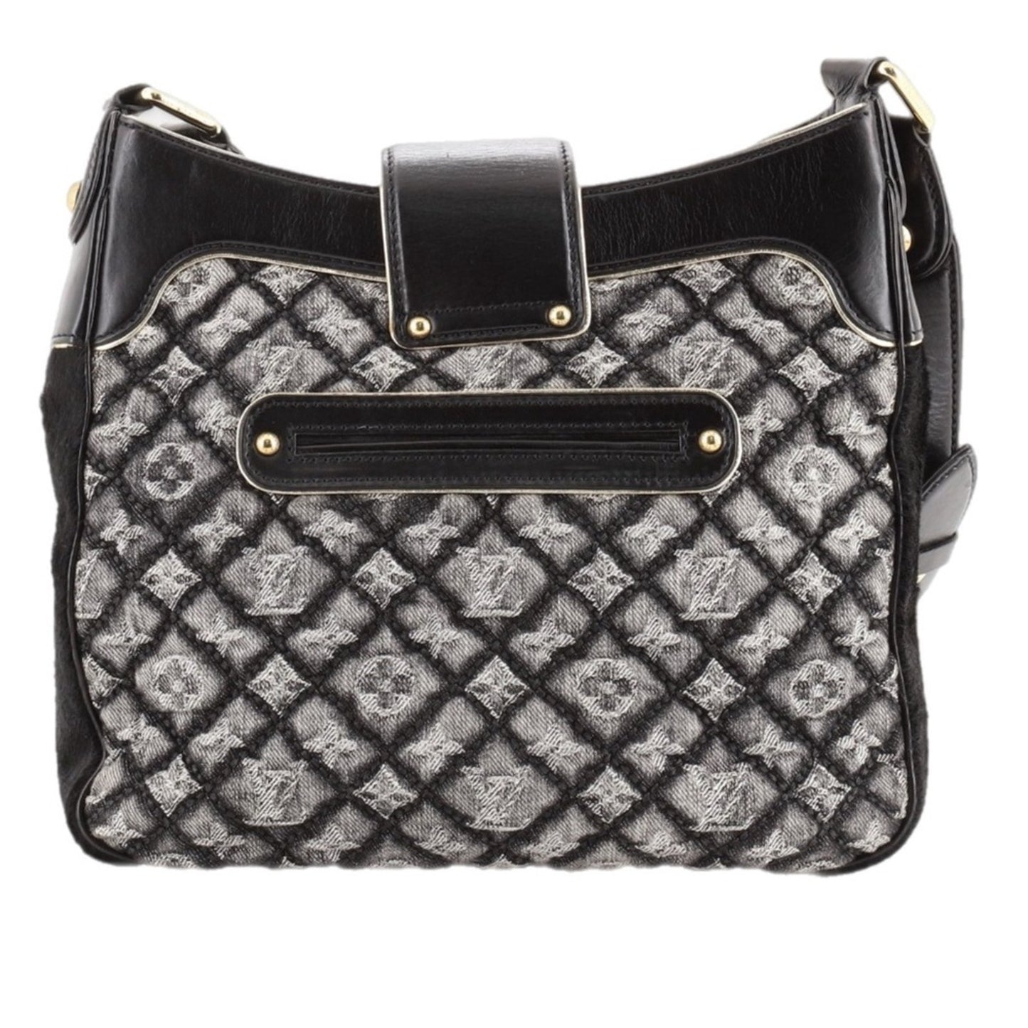 Louis Vuitton Limited Edition Black Quilted Monogram Denim Musette Bag