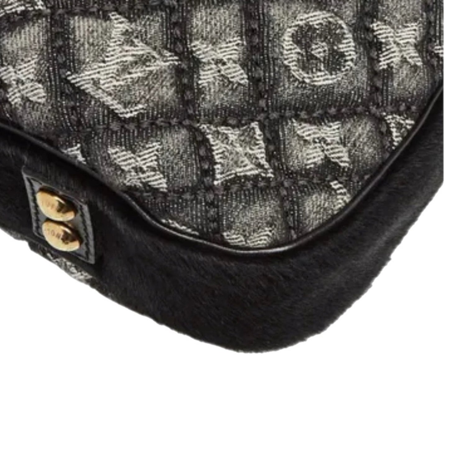 Louis Vuitton Limited Edition Black Quilted Monogram Denim Musette Bag