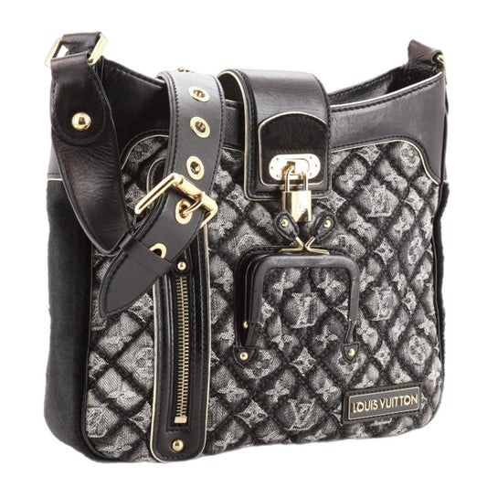 Louis Vuitton Limited Edition Black Quilted Monogram Denim Musette Bag
