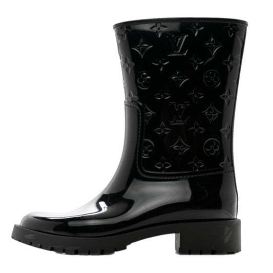 LOUIS VUITTON Rubber Embossed Monogram Drops Flat Half Boots in size 38