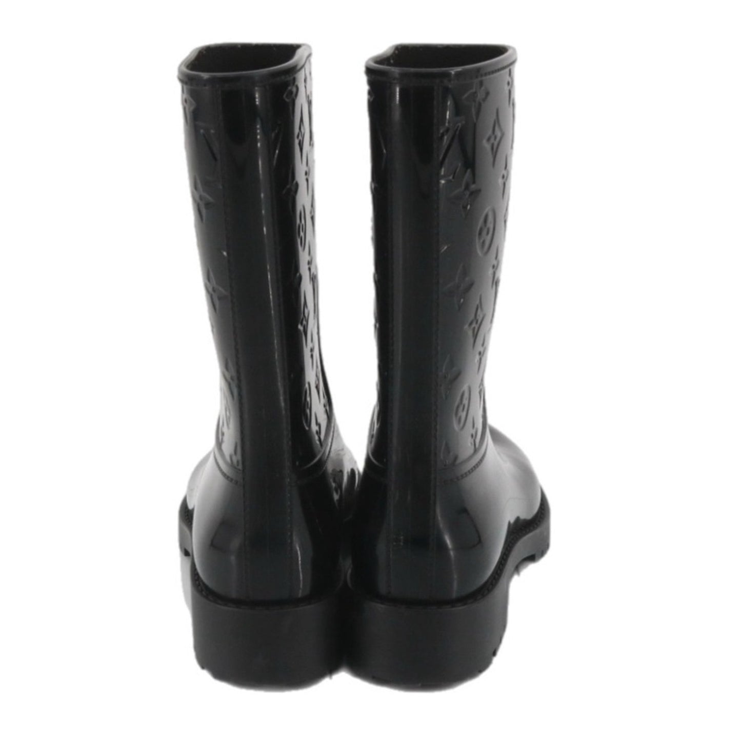 LOUIS VUITTON Rubber Embossed Monogram Drops Flat Half Boots in size 38